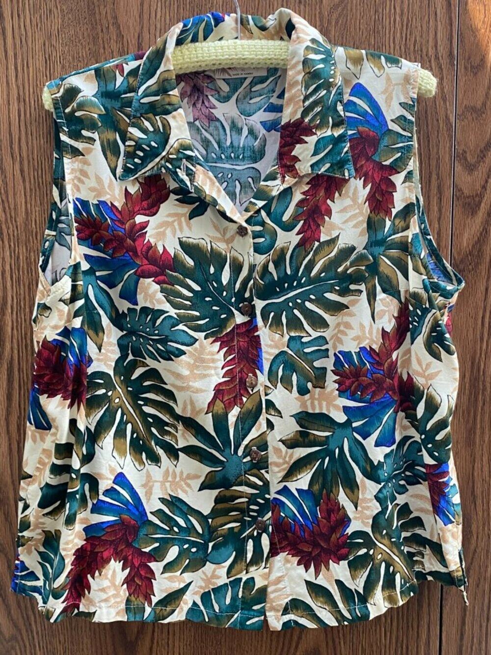 Hilo Hattie The Hawaiian Original Floral Button Up Sleeveless XL